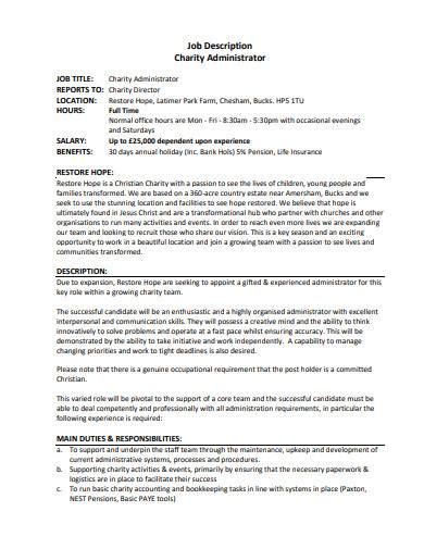 admin charity jobs